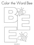 Color the Word Bee Coloring Page