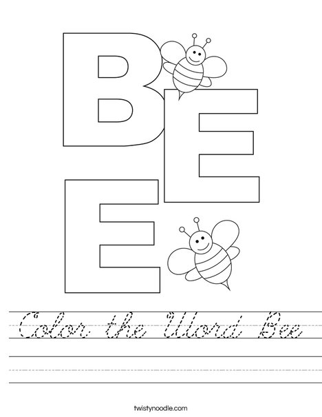 Color the Word Bee Worksheet