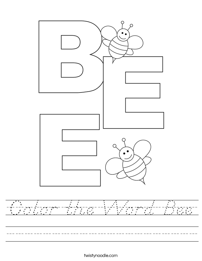 Color the Word Bee Worksheet