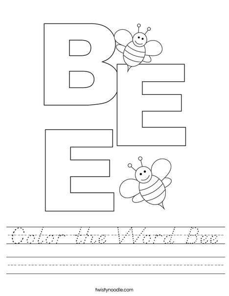 Color the Word Bee Worksheet