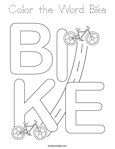 Color the Word Bike Coloring Page