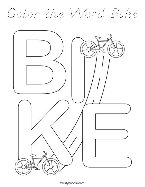 Color the Word Bike Coloring Page