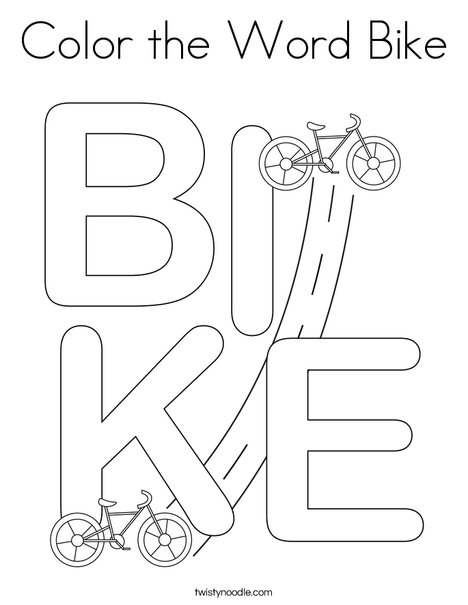 Color the Word Bike Coloring Page