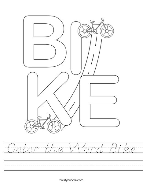 Color the Word Bike Worksheet
