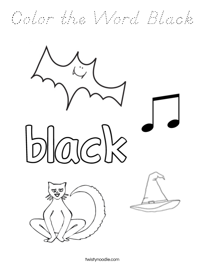 Color the Word Black Coloring Page