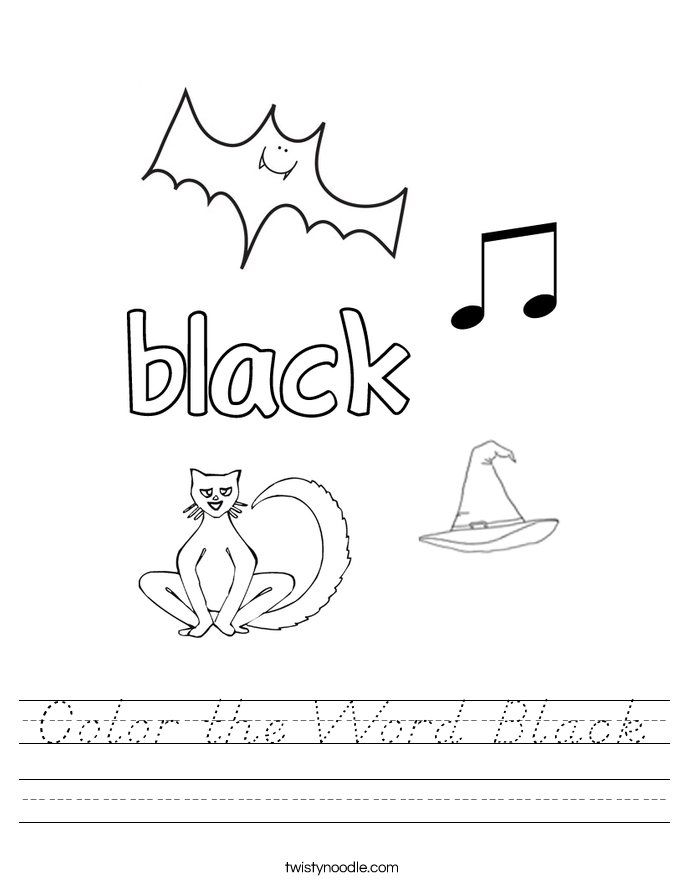 Color the Word Black Worksheet