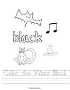 Color the Word Black Handwriting Sheet