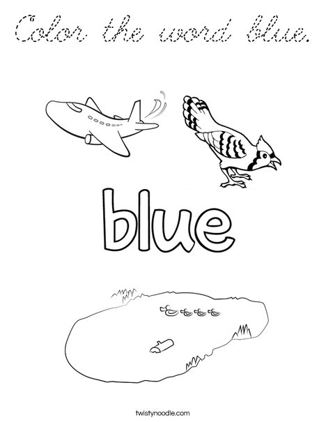 Color the word blue. Coloring Page