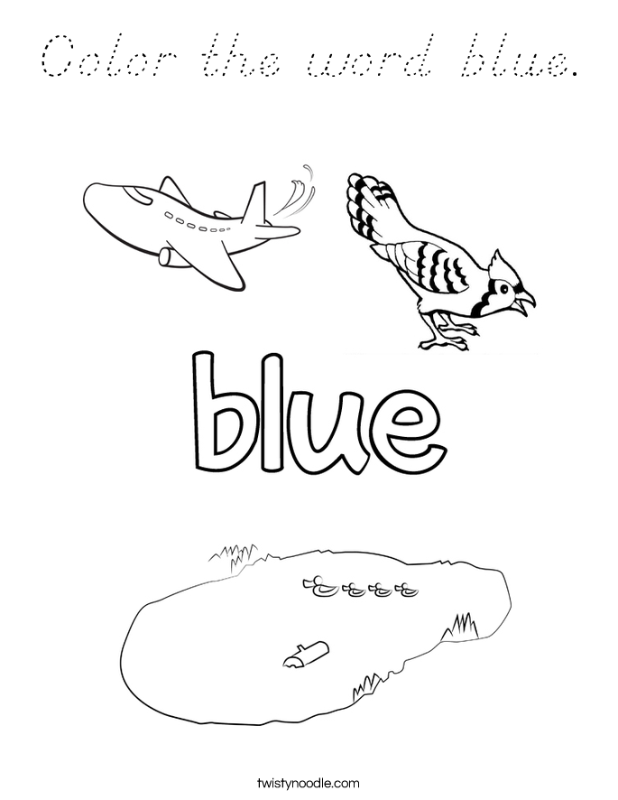 Color the word blue. Coloring Page