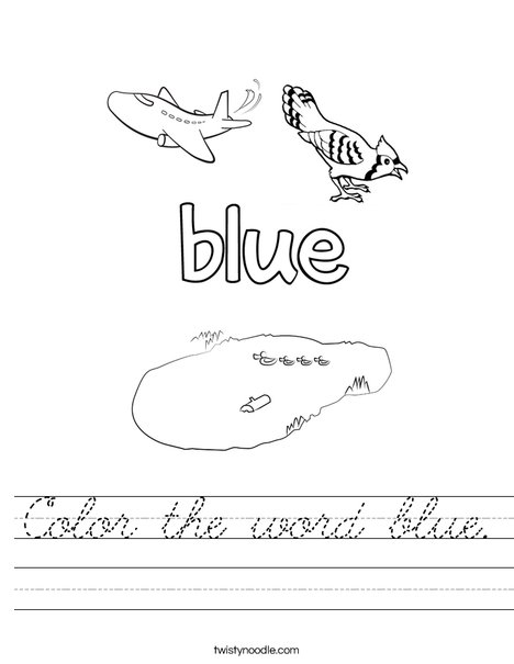 Color the word blue. Worksheet