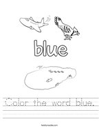 Color the word blue Handwriting Sheet