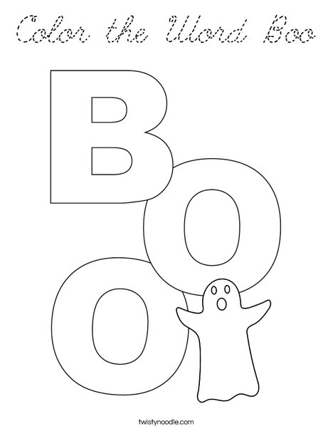 Color the Word Boo Coloring Page