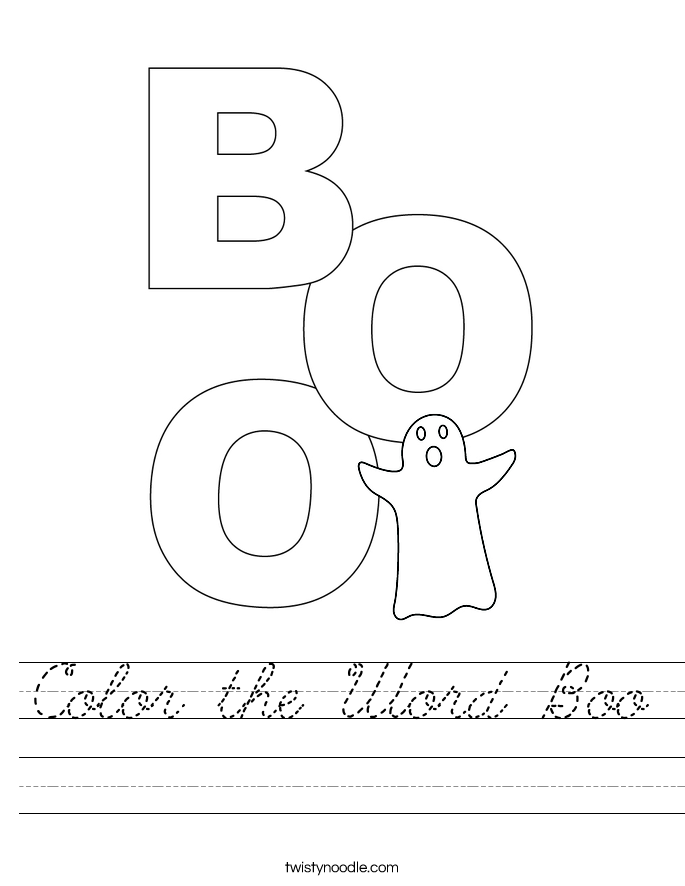 Color the Word Boo Worksheet