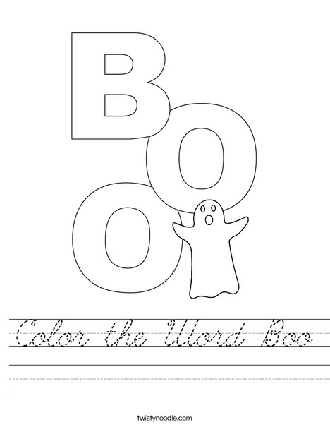 Color the Word Boo Worksheet