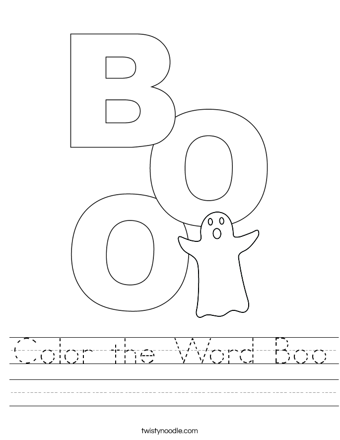 Color the Word Boo Worksheet