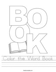 Color the Word Book Handwriting Sheet