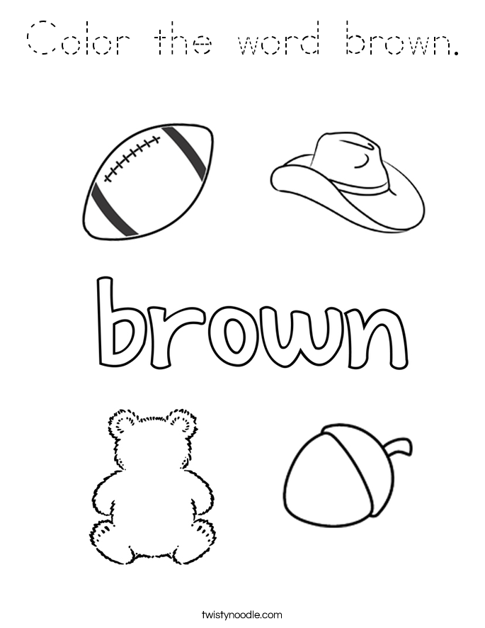 Color the word brown. Coloring Page