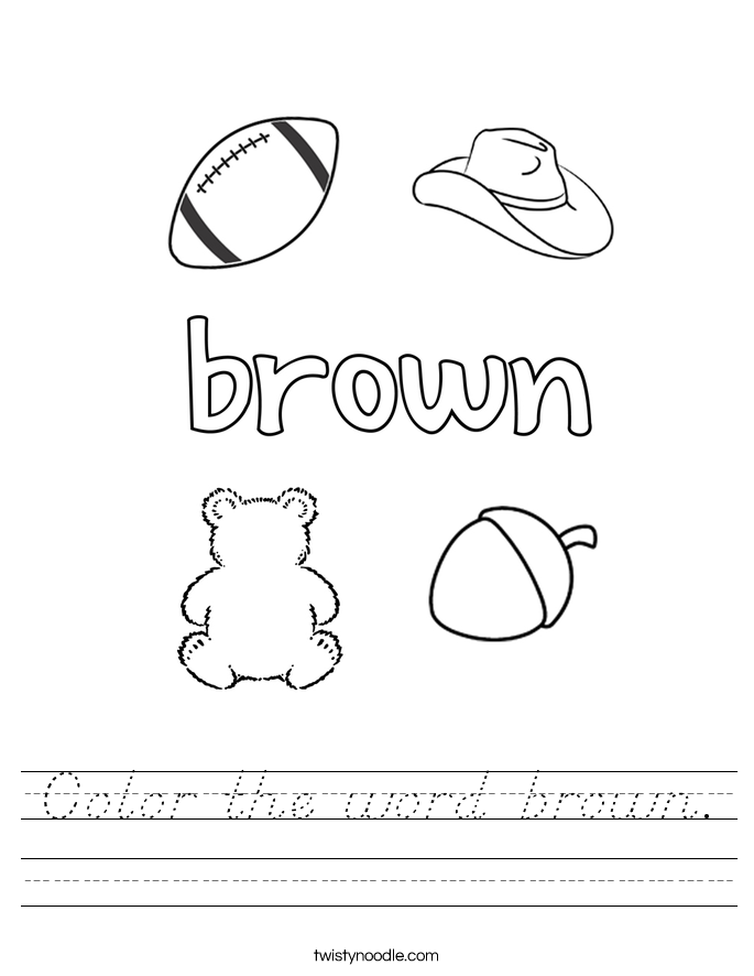 Color the word brown. Worksheet