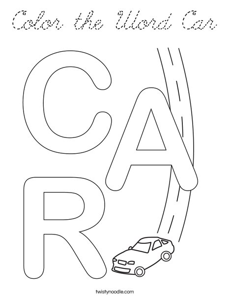 Color the Word Car Coloring Page