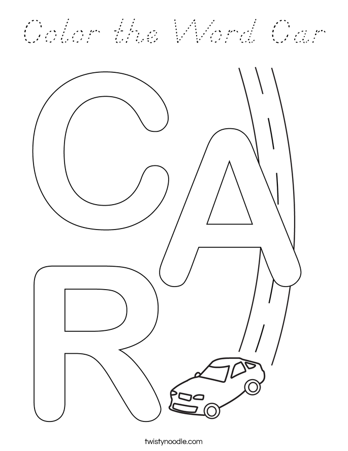 Color the Word Car Coloring Page