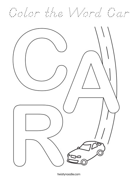 Color the Word Car Coloring Page