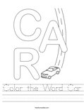 Color the Word Car Worksheet