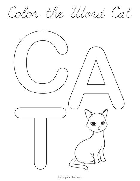 Color the Word Cat Coloring Page
