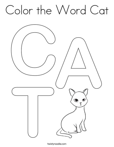 Color the Word Cat Coloring Page