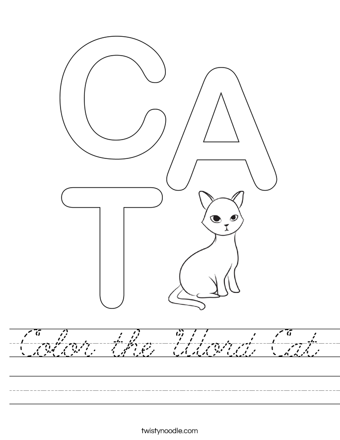 Color the Word Cat Worksheet