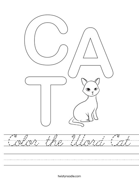 Color the Word Cat Worksheet