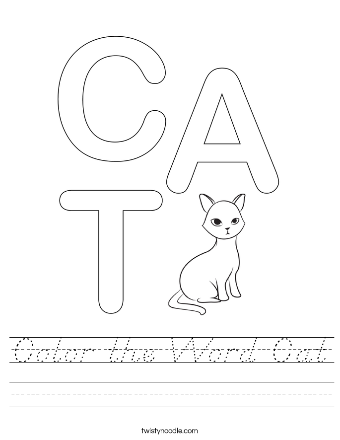 Color the Word Cat Worksheet