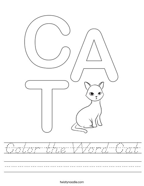 Color the Word Cat Worksheet