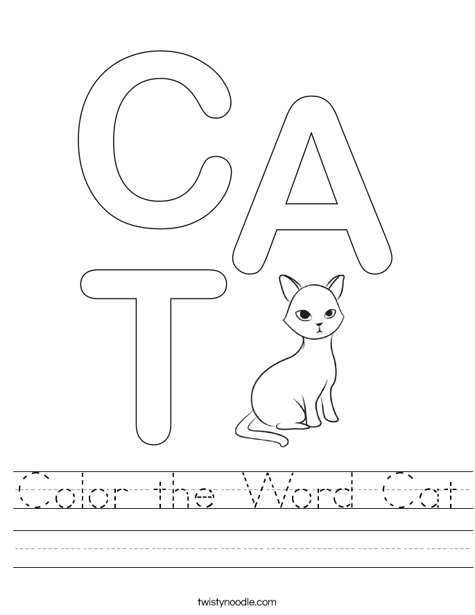 Color the Word Cat Worksheet