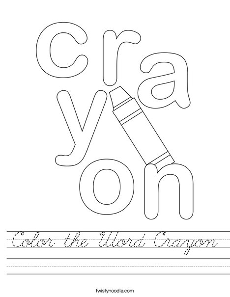 Color the Word Crayon Worksheet