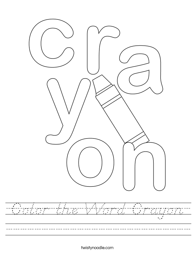 Color the Word Crayon Worksheet