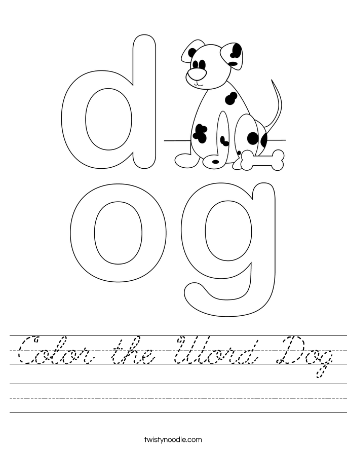 Color the Word Dog Worksheet
