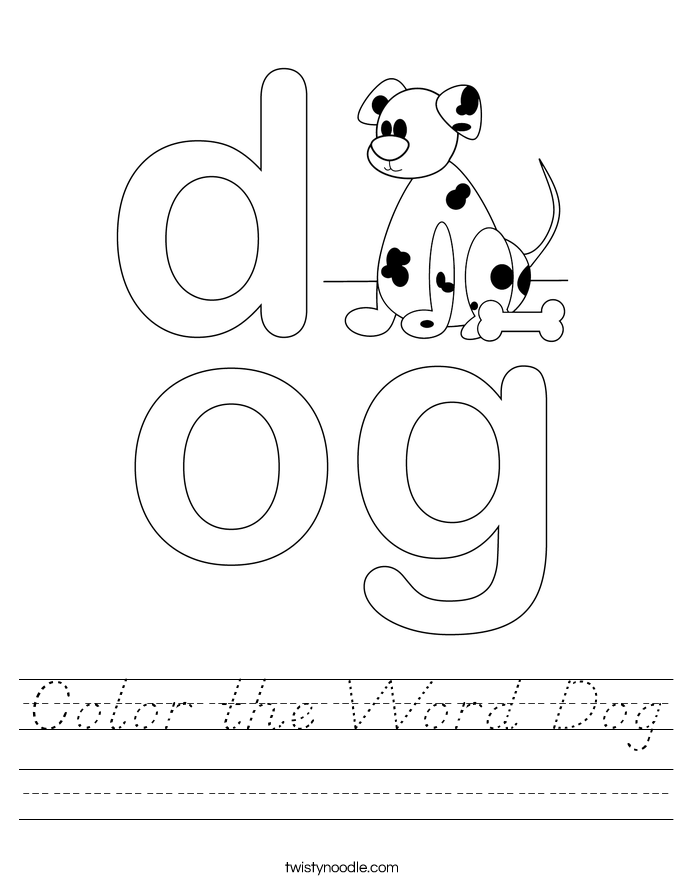 Color the Word Dog Worksheet