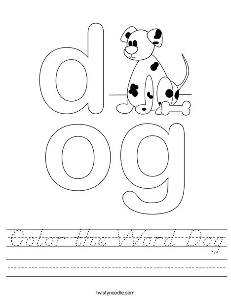 Color the Word Dog Worksheet