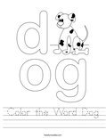 Color the Word Dog Worksheet