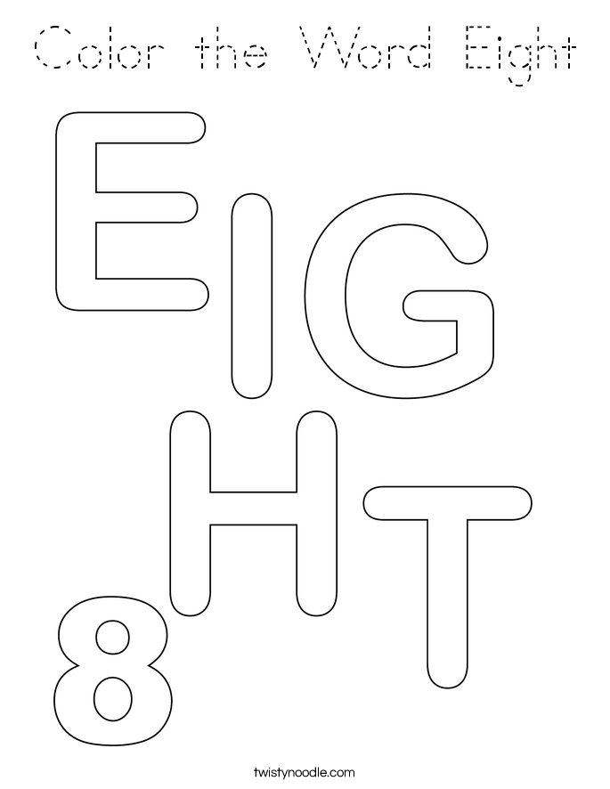 Color the Word Eight Coloring Page