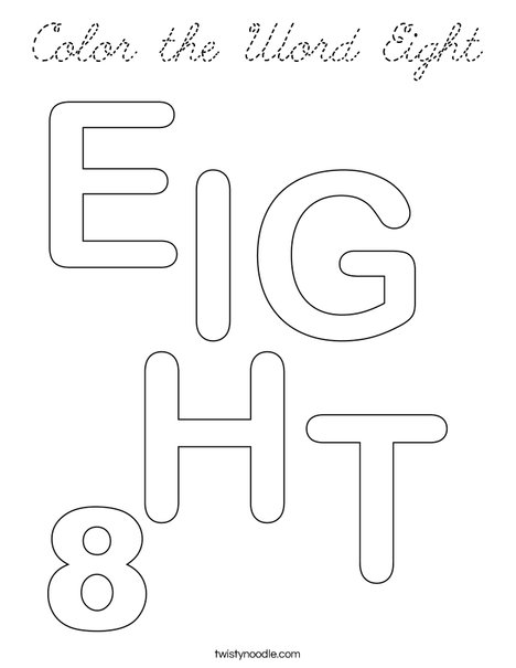 Color the Word Eight Coloring Page