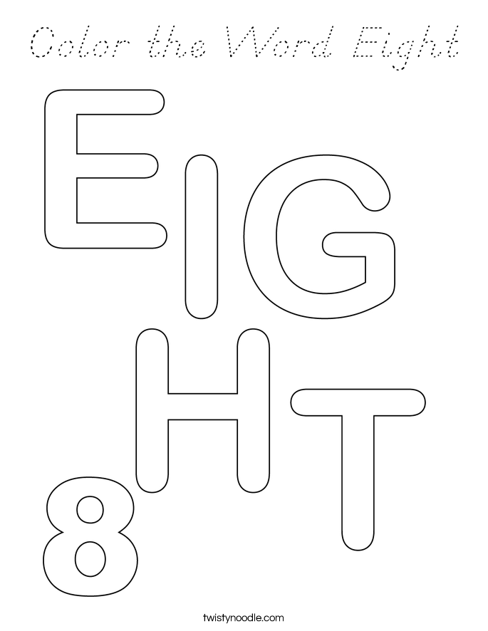 Color the Word Eight Coloring Page