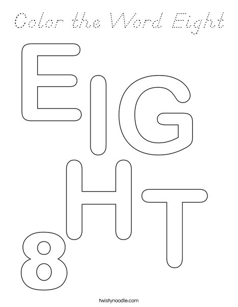 Color the Word Eight Coloring Page