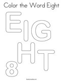 Color the Word Eight Coloring Page