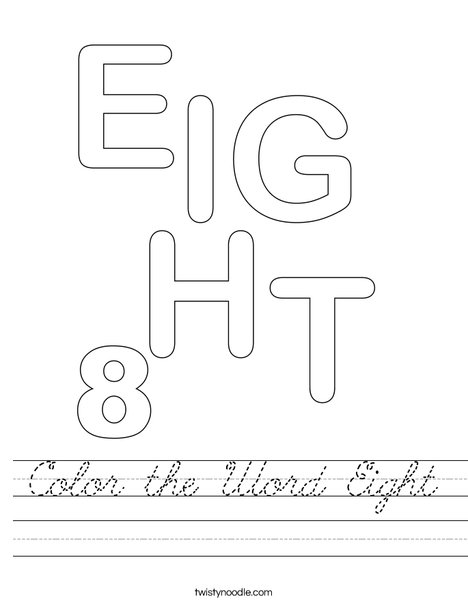 Color the Word Eight Worksheet