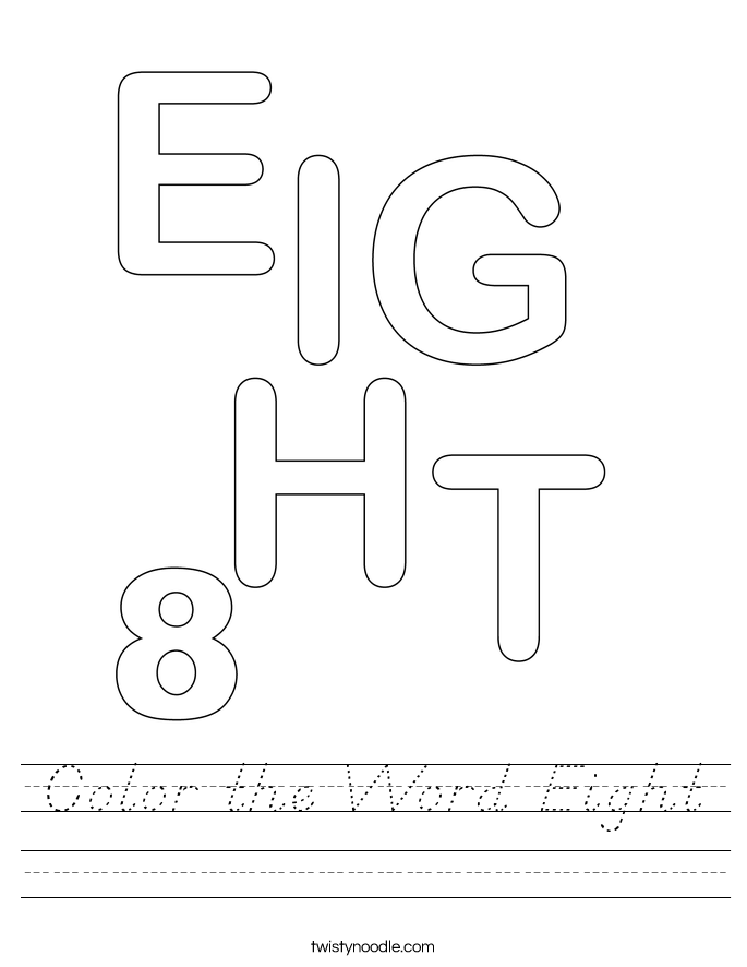 Color the Word Eight Worksheet