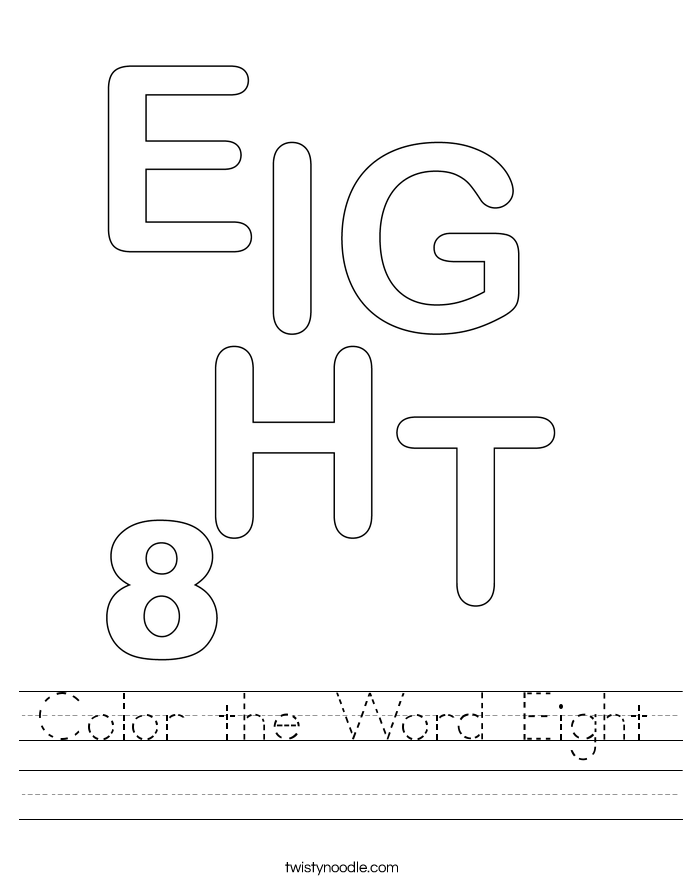 Color the Word Eight Worksheet