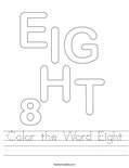 Color the Word Eight Worksheet