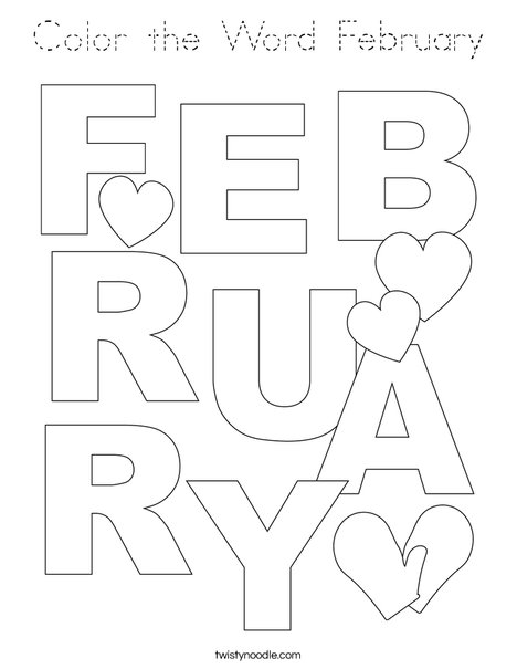 Color the Word February Coloring Page