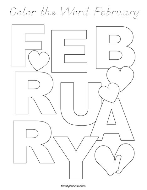 Color the Word February Coloring Page